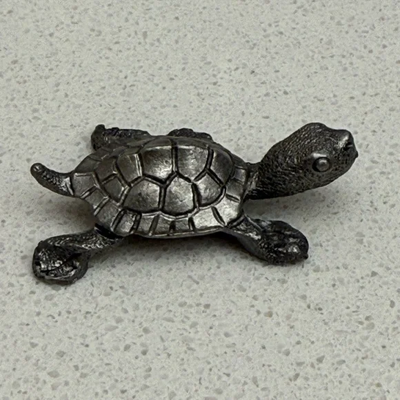 Vintage Spoontiques Tiny Pewter Turtle Figurine Miniature - Picture 4 of 9